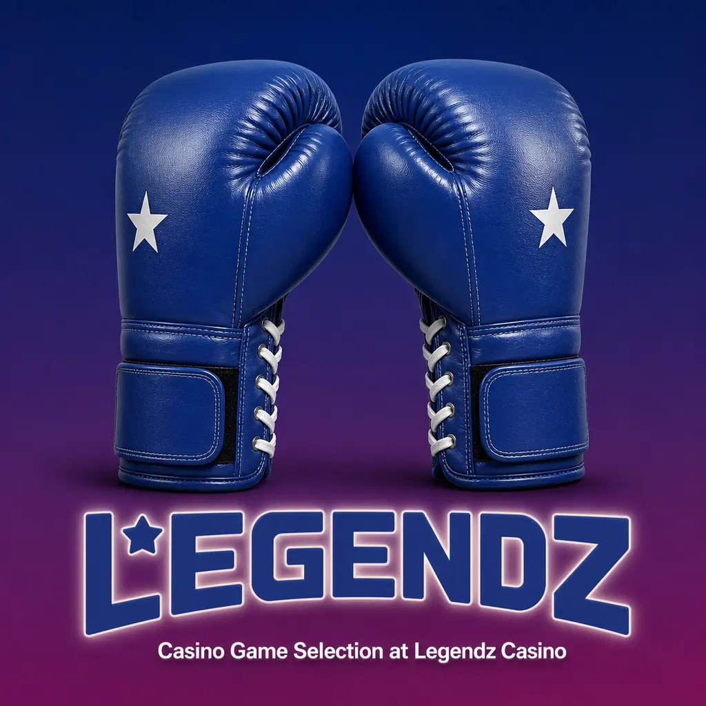 Legendz Casino game selection featuring video slots, blackjack, roulette, baccarat, live dealer games, and video poker options
