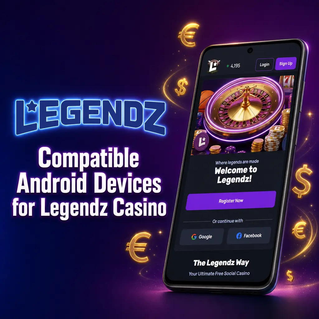 List of Android devices compatible with Legendz Casino app, including Samsung Galaxy, Google Pixel, and OnePlus models.