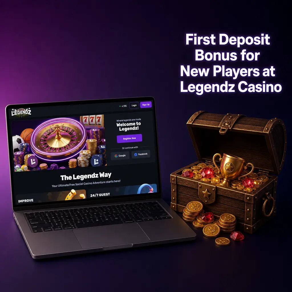 Legendz Casino first deposit bonus: 500 Gold Coins plus 3 Sweeps Coins for new players on a $4.99 purchase.