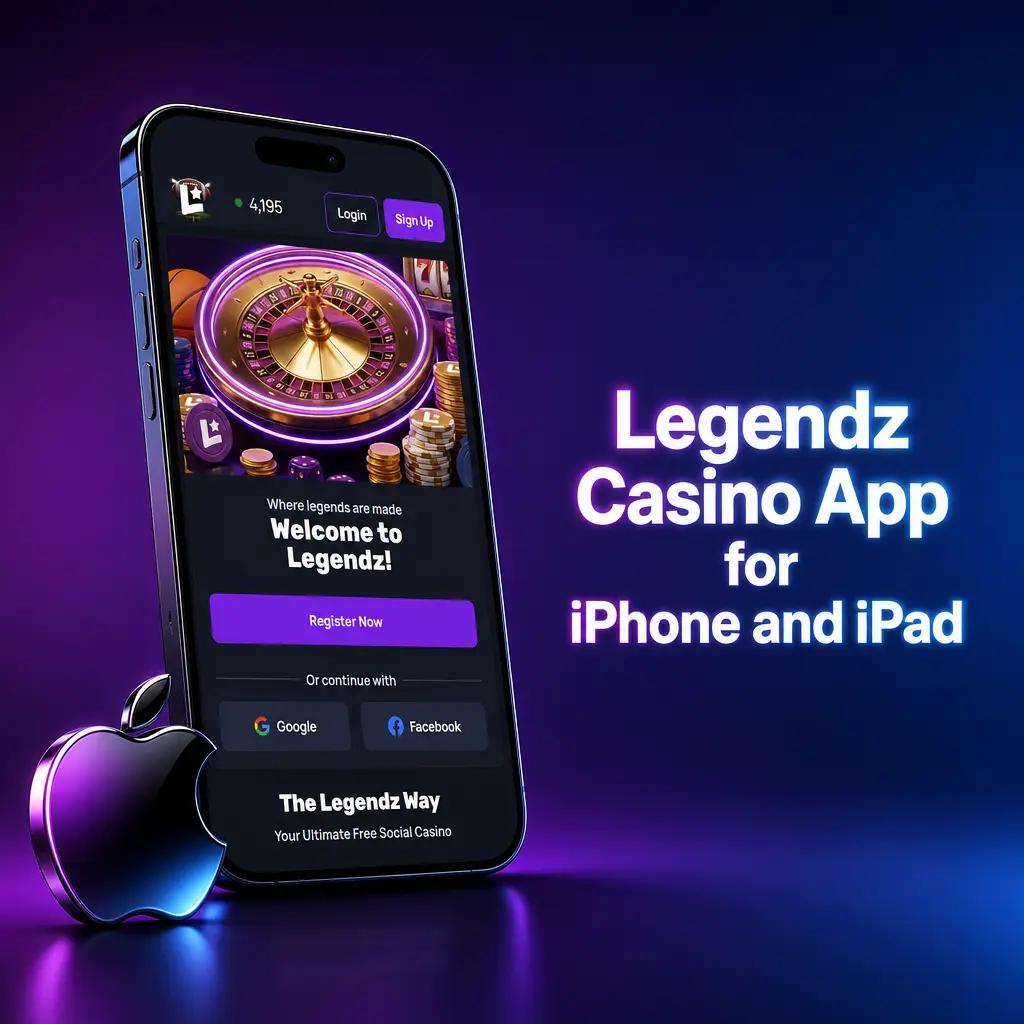 Legendz Casino app on iPhone and iPad screen, showing slots, table games, and live betting markets