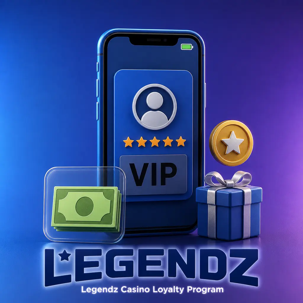Legendz Casino Rewards Club tier chart showing Bronze, Silver, Gold, and Legend loyalty levels and perks.