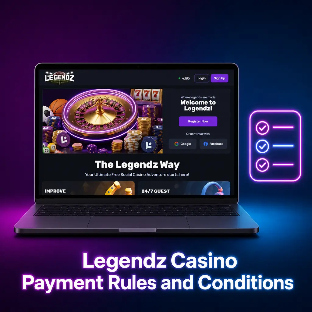 Legendz Casino payment rules covering identity checks, matching methods, bonus limits, state eligibility, and daily withdrawal caps.