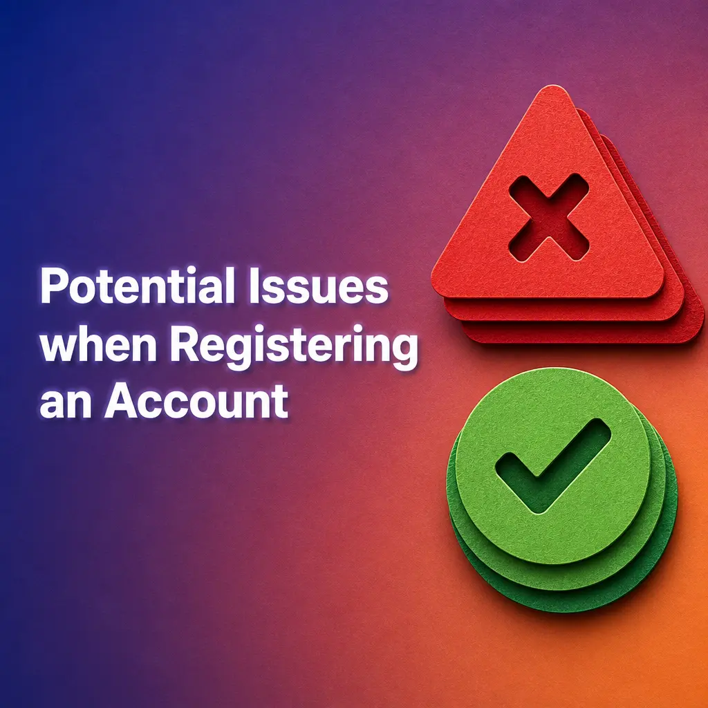 Common account registration issues including expired email, duplicate accounts, address mismatch, and state restrictions