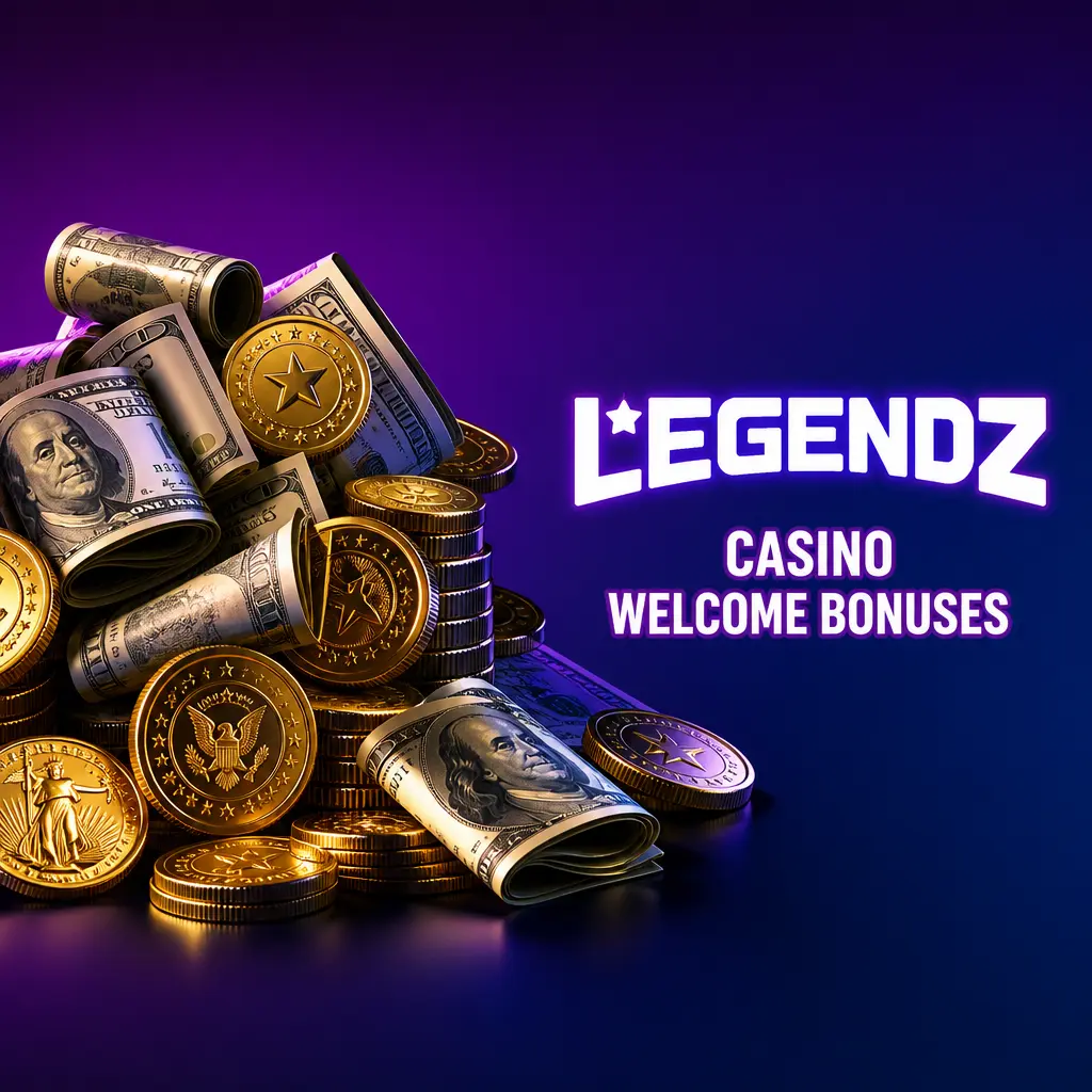 Legendz Casino welcome bonus: 500 Gold Coins plus 3 Sweeps Coins for new players with 1x playthrough requirement