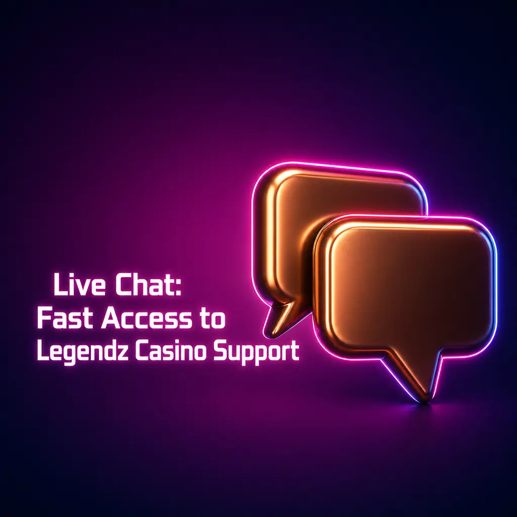 Legendz Casino live chat support window open on desktop, showing 24/7 help access via the Help tab