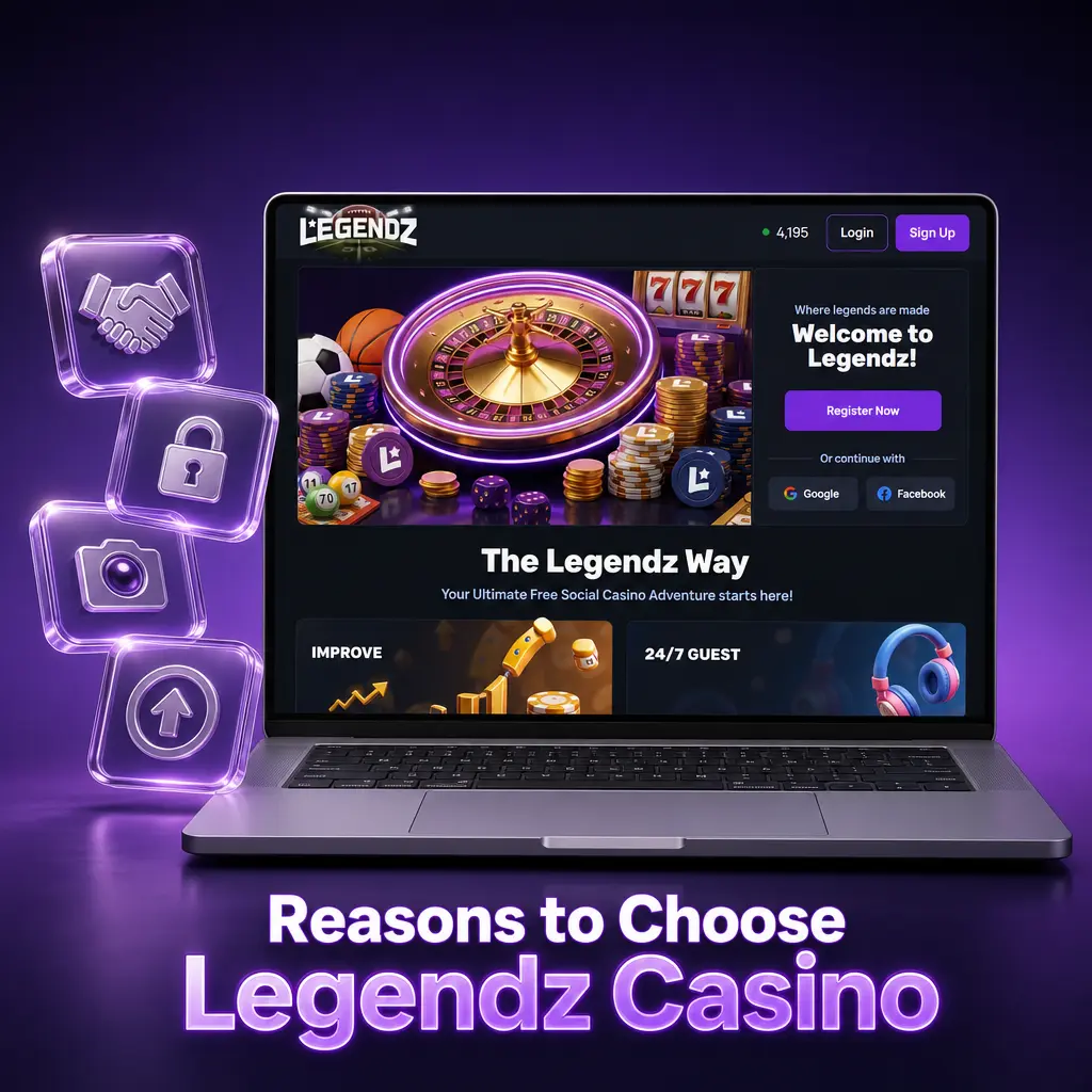 Legendz Casino sweepstakes sportsbook with casino games, free Gold Coins, Sweeps Coins cash redemption, and multi-sport betting odds