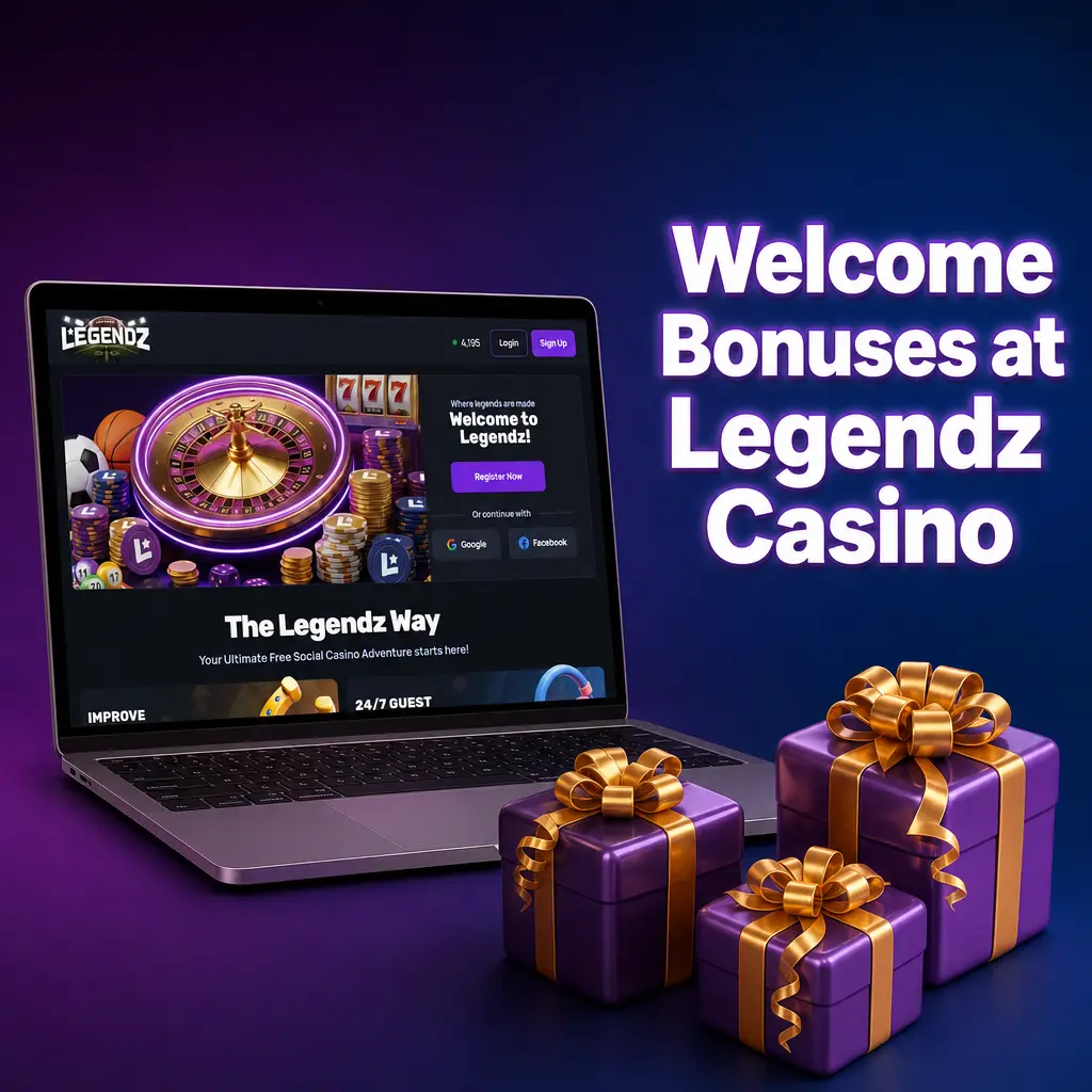 Legendz Casino welcome bonus: 500 Gold Coins plus 3 Sweeps Coins free for new players after registration, no purchase needed.